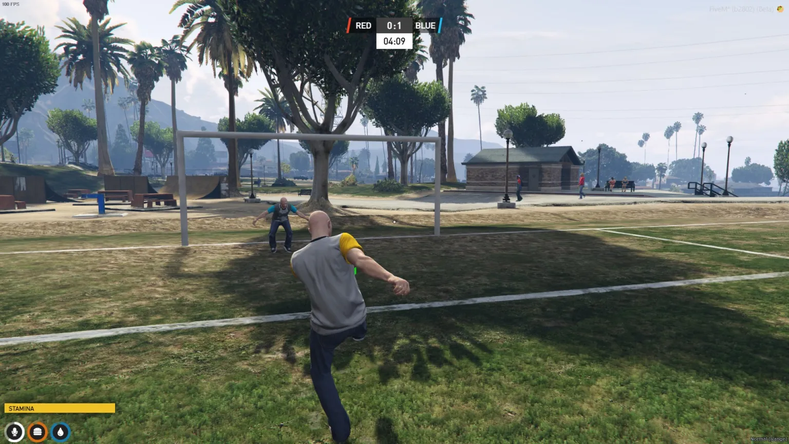 Live match — shot on goal with scoreboard