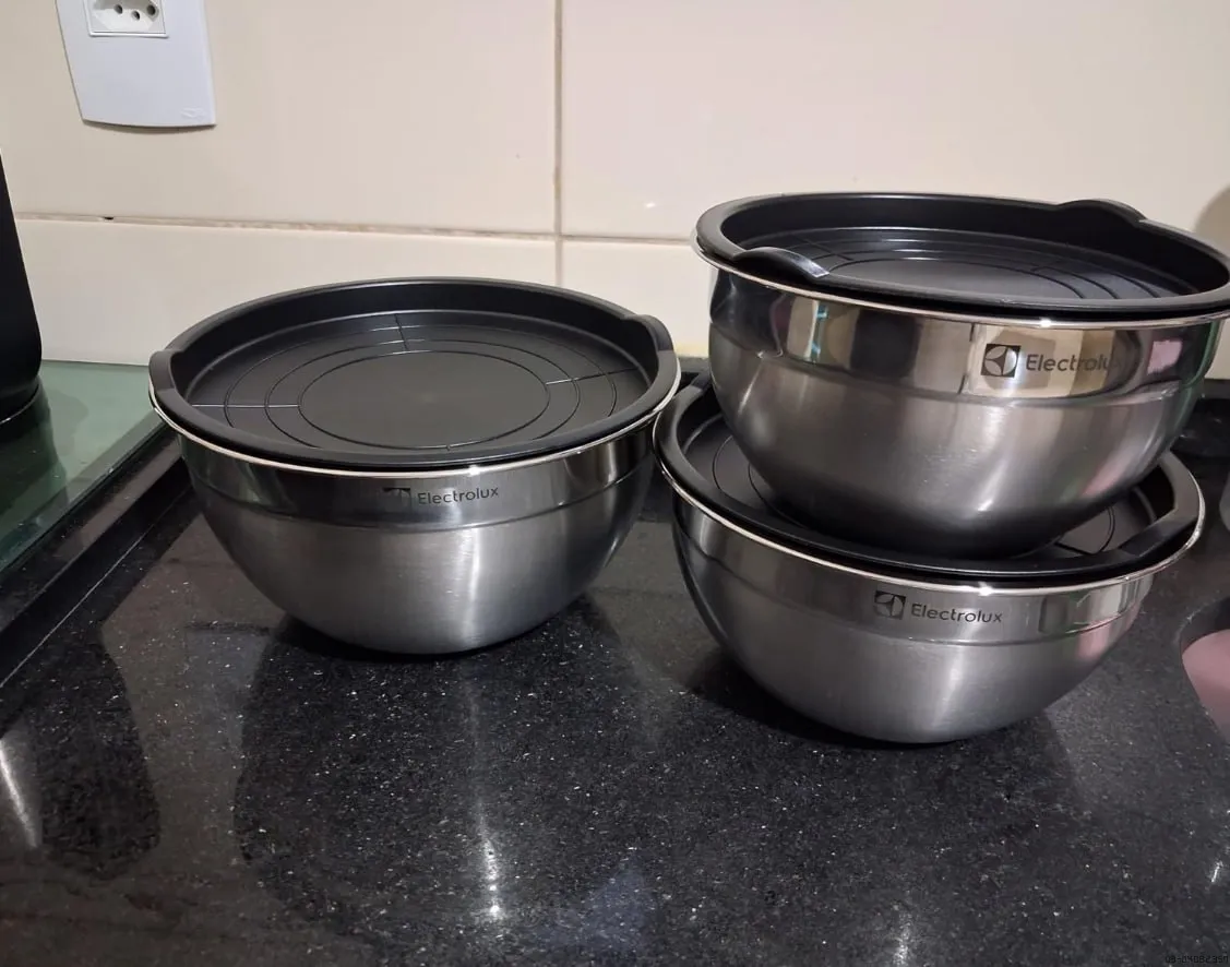 Conjunto de Bowls Tigelas de Inox com Tampa Plástica Electrolux