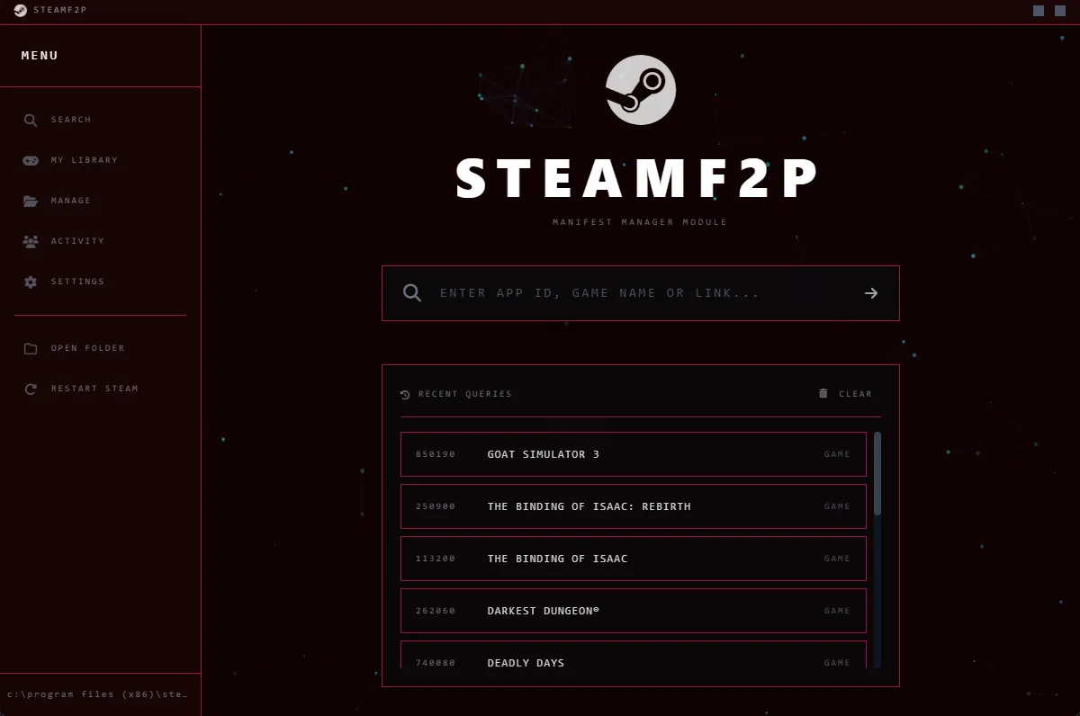 SteamF2P Interface