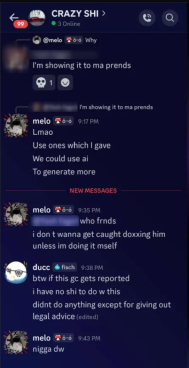 CRAZY SHI group chat screenshot