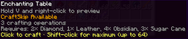 CraftSkip highlighting craftable recipes