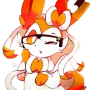 Orange sylveon with glasses