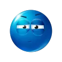 raised eyebrow blue emoji