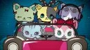 Beatcats going fast in a car