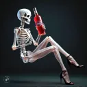 Skeleton/bottle/high heels