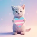Kitten Holding Trans Heart