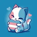 trans kitten holding loveheart