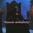 Relaxes stressfully 