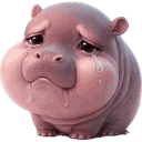 sad hippo