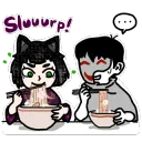 Rabbit and Pure eating ramen